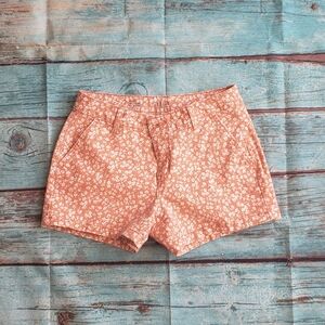 A.n.a Orange White Floral Mid Rise Twill Shorts Size 2